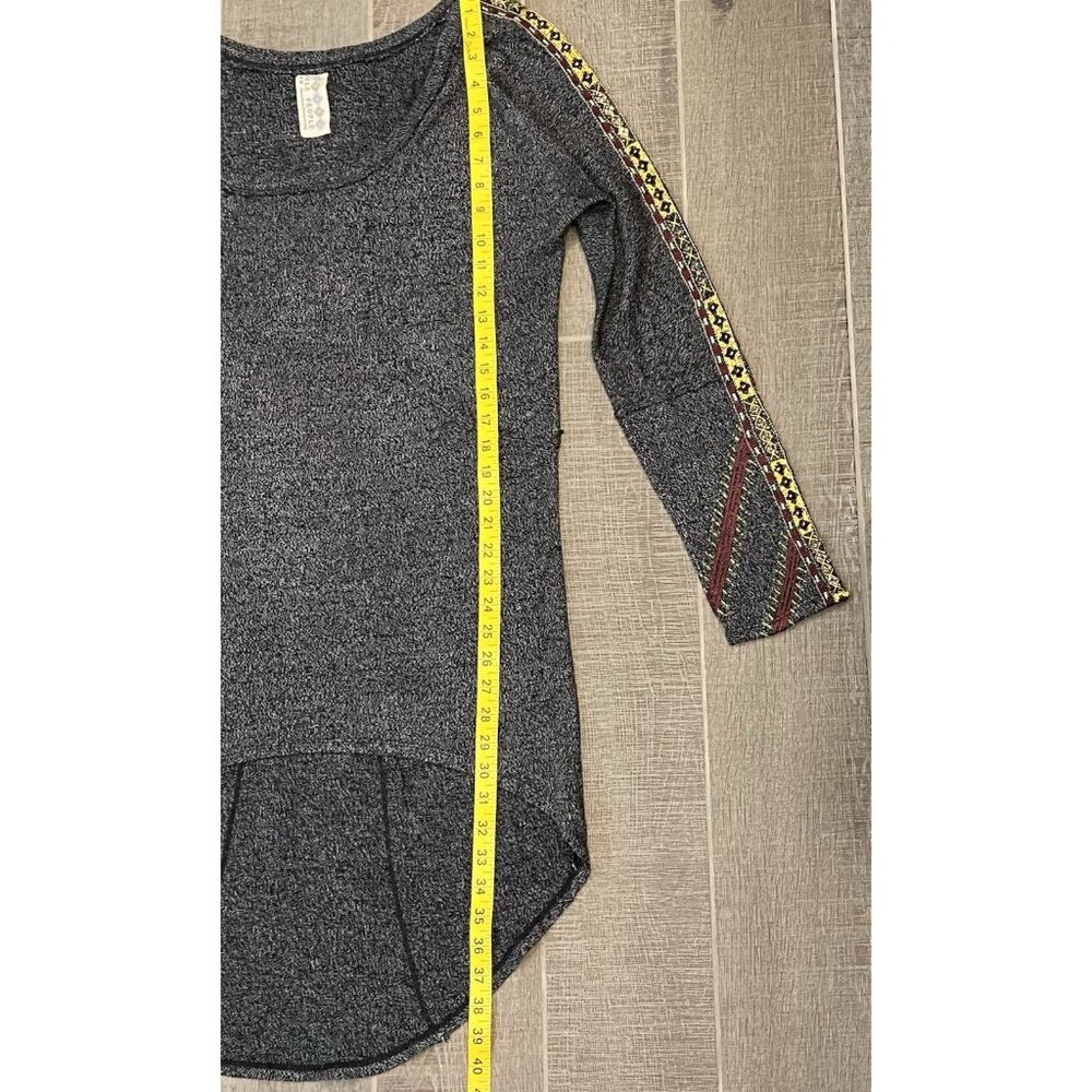 Free People Women Dress Tunic Medium Gray Boho Stretch Embroidery Wool Blend - Picture 6 of 11